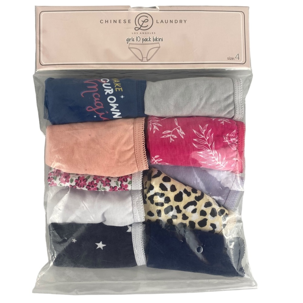 Chinese Laundry Girls 10 Pack Bikini Cotton Underwear Size 4 NWT